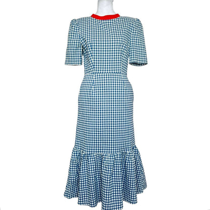 Blue Gingham Midi Dress