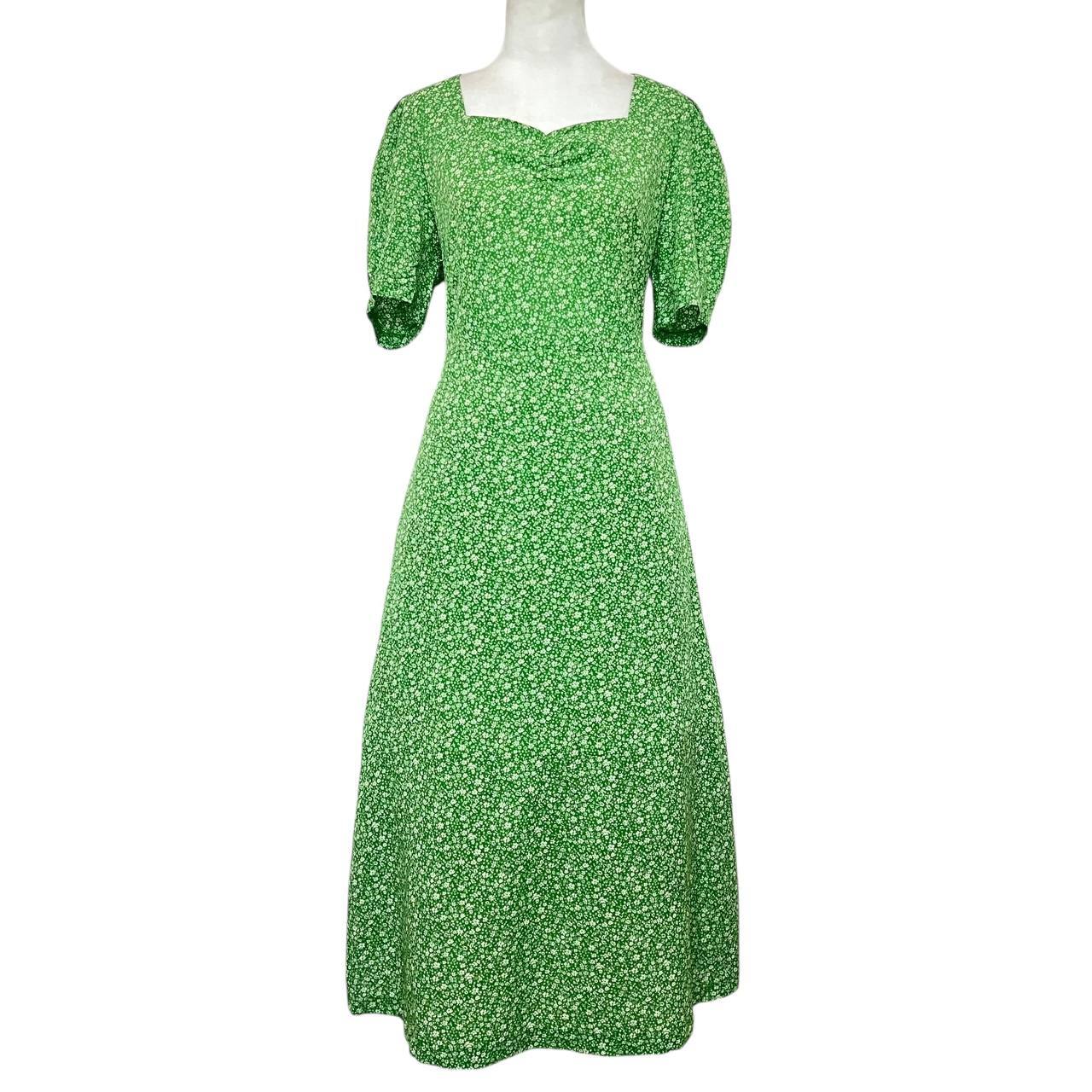 Green Floral Midi Dress