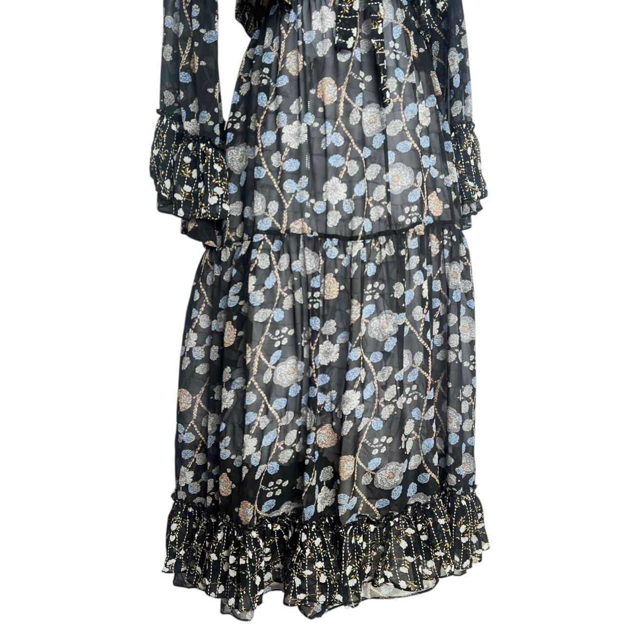 Black Floral Ruffle Dress