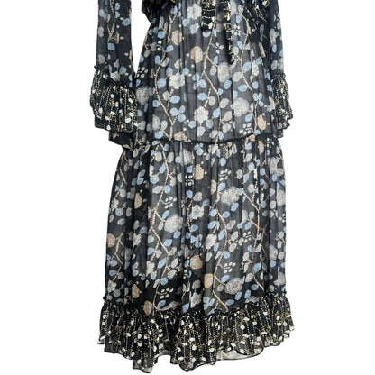 Black Floral Ruffle Dress