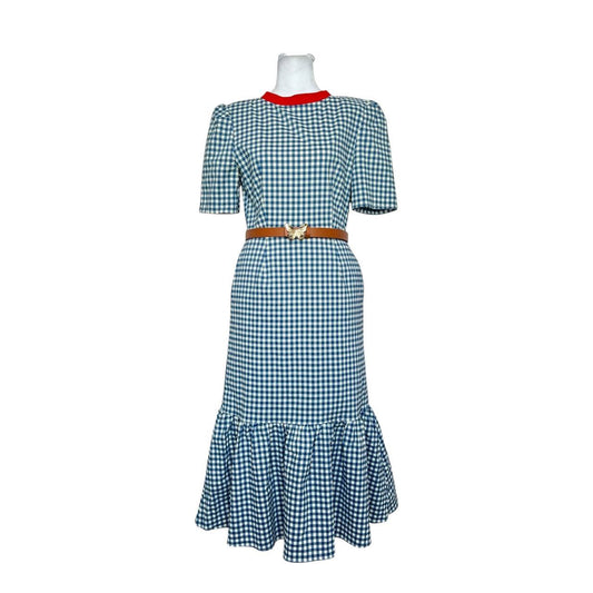 Blue Gingham Midi Dress