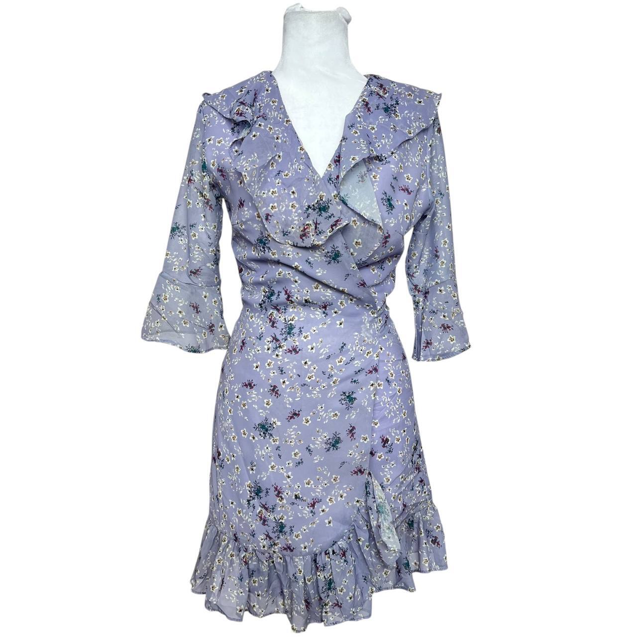 Purple Floral Wrap Dress