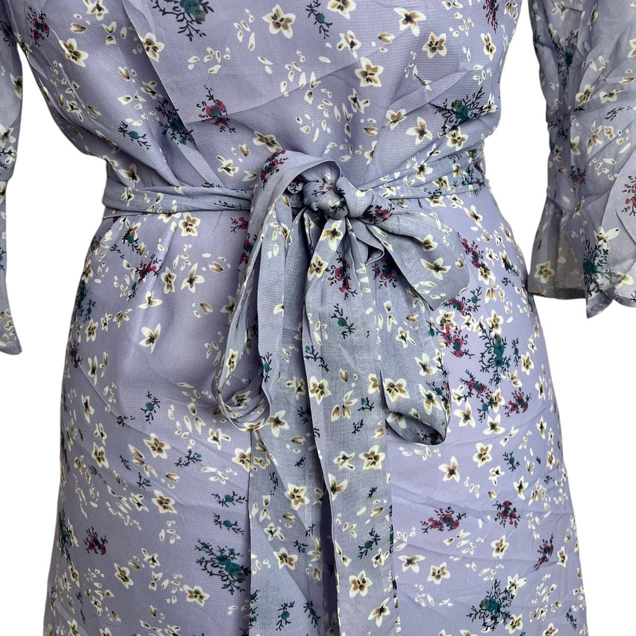 Purple Floral Wrap Dress