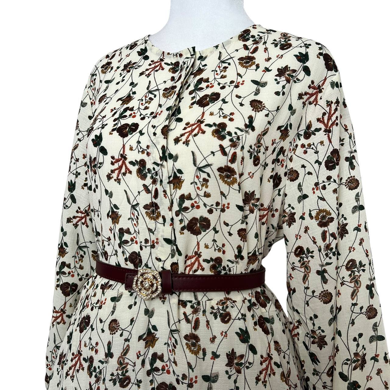 White Floral Knee Dress