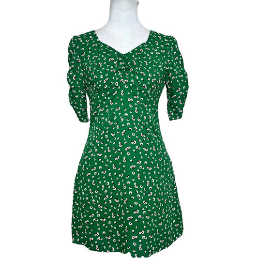 Green Floral Sweetheart Mini Dress