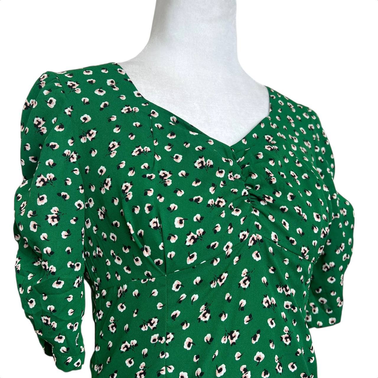 Green Floral Sweetheart Mini Dress