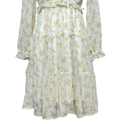 White Ruffled Floral Dress