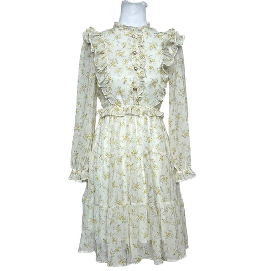 White Ruffled Floral Dress