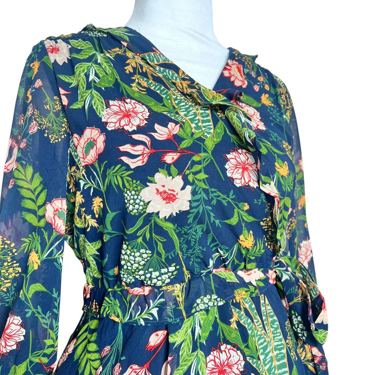Blue Floral A-Line Dress