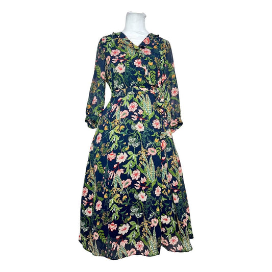 Blue Floral A-Line Dress