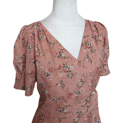 Pink Floral Wrap Dress