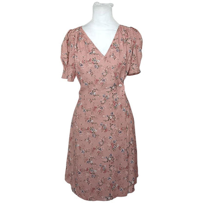 Pink Floral Wrap Dress