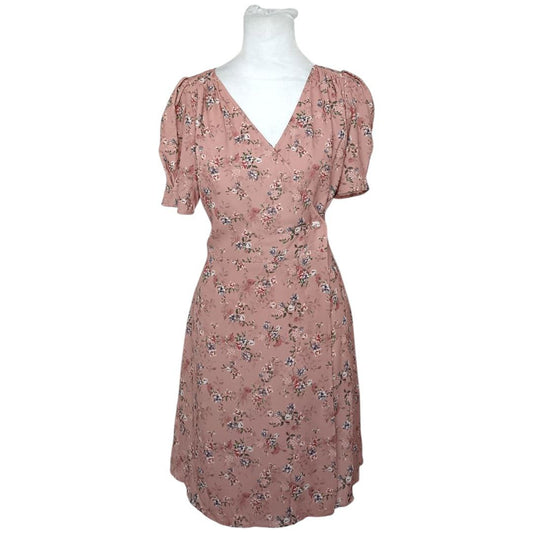 Pink Floral Wrap Dress