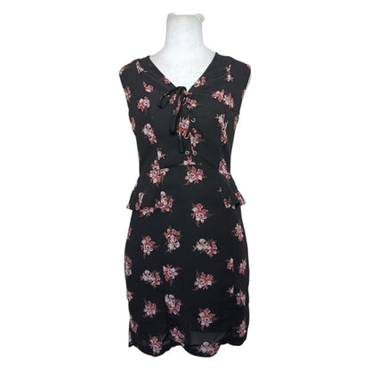 Peplum Floral Black Dress