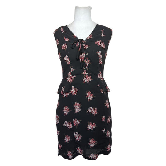 Peplum Floral Black Dress