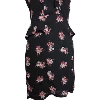 Peplum Floral Black Dress