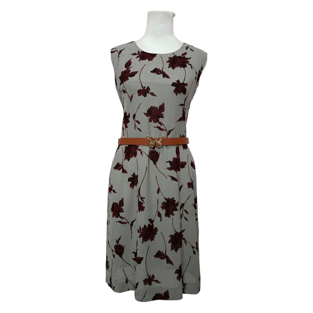 Gray Floral Sheath Dress