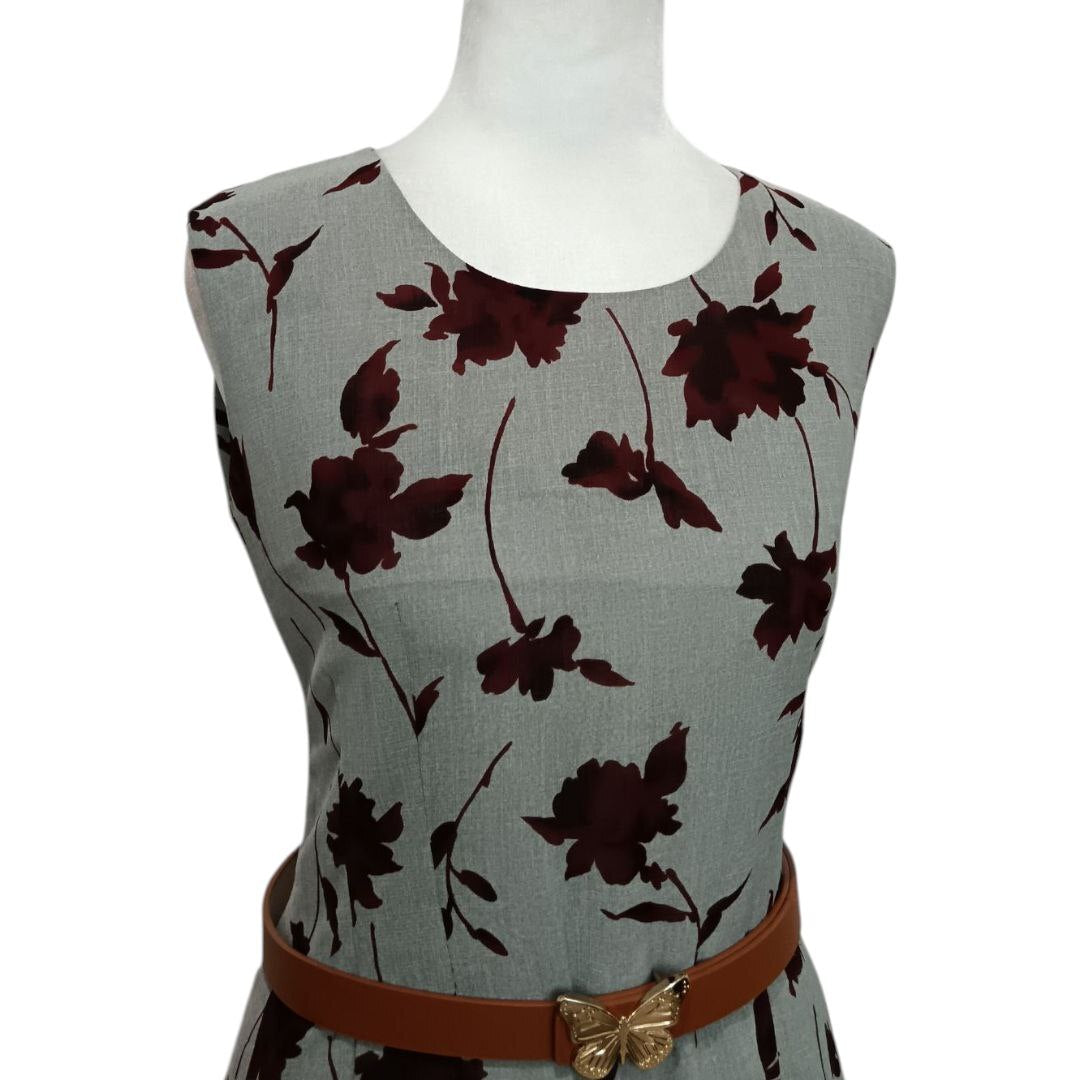 Gray Floral Sheath Dress