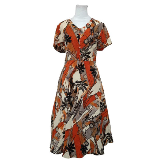 Abstract Floral Button Dress
