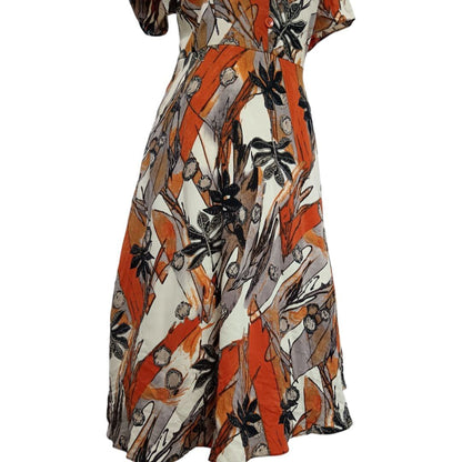 Abstract Floral Button Dress