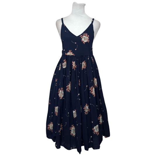 Navy Floral Midi Dress