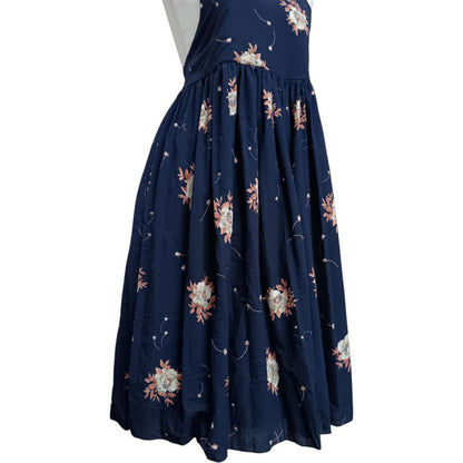 Navy Floral Midi Dress
