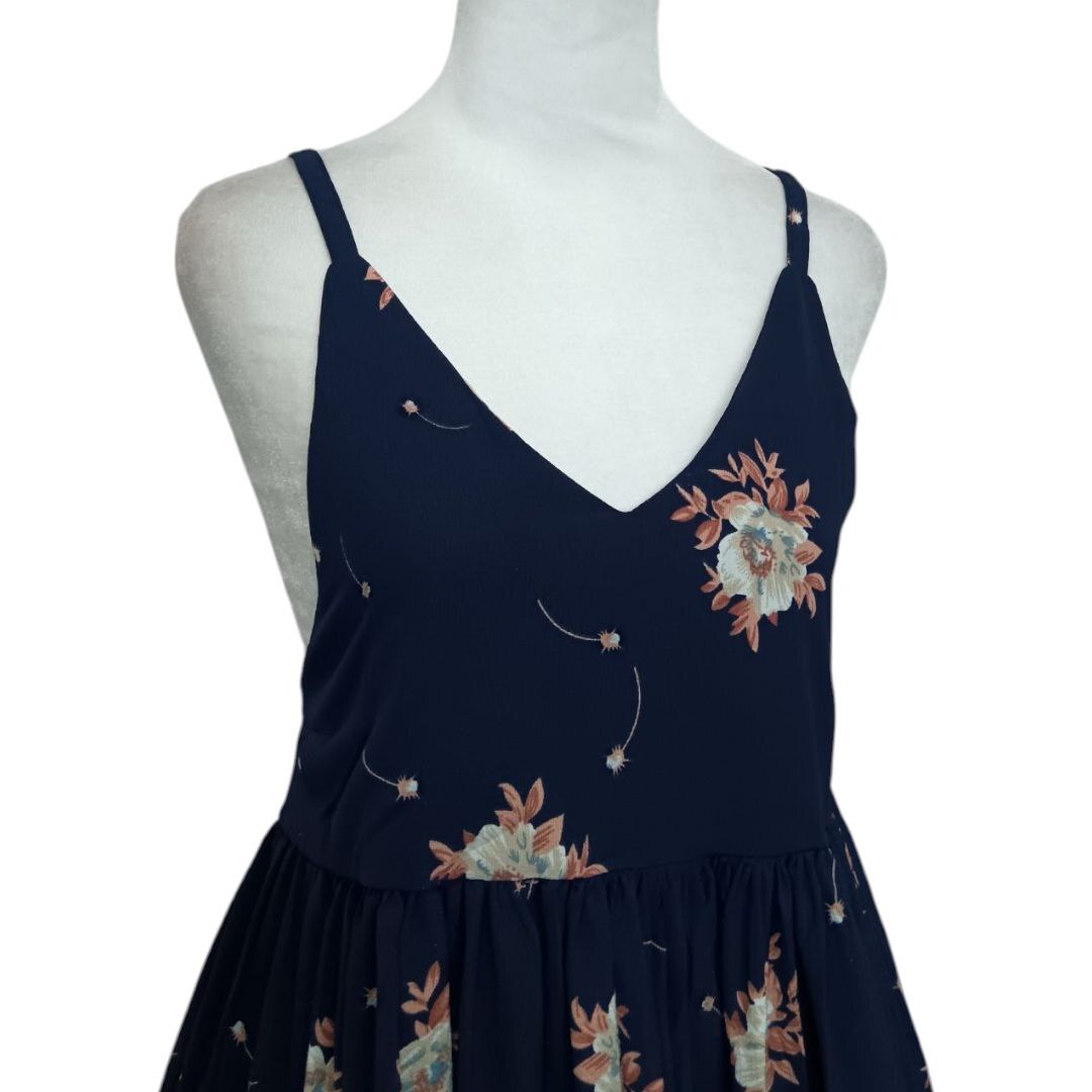 Navy Floral Midi Dress