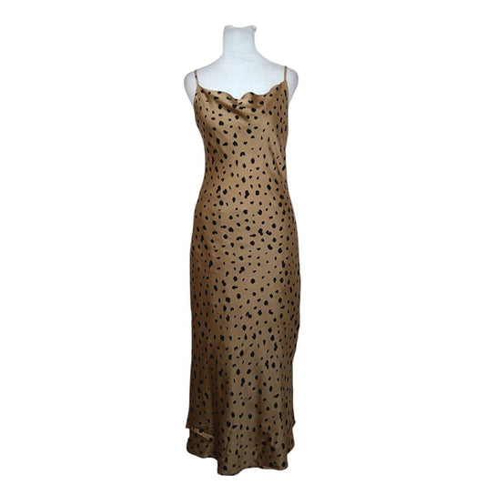 Brown Leopard Spaghetti Strap Dress