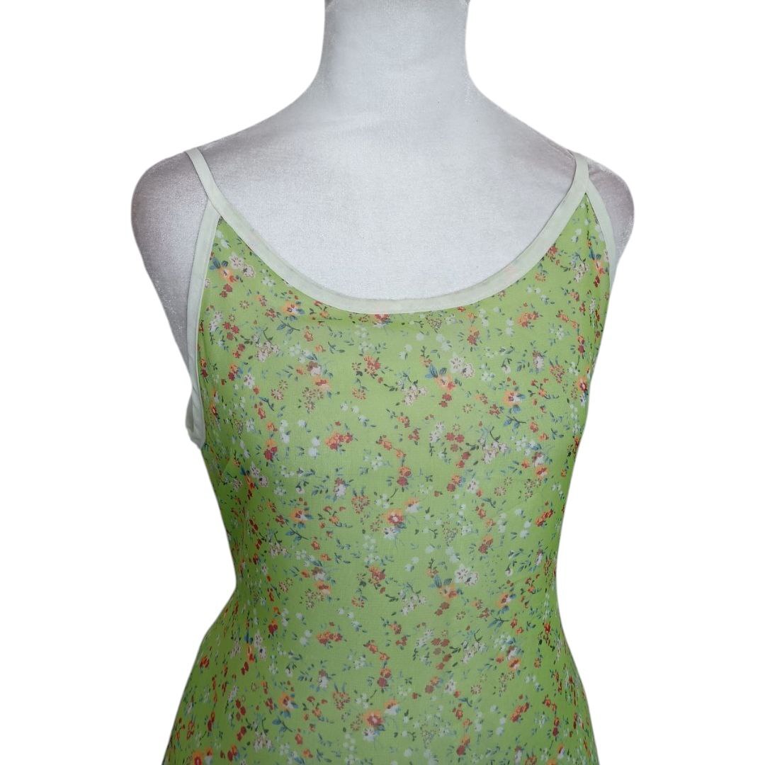 Light Green Floral Spaghetti Strap Dress