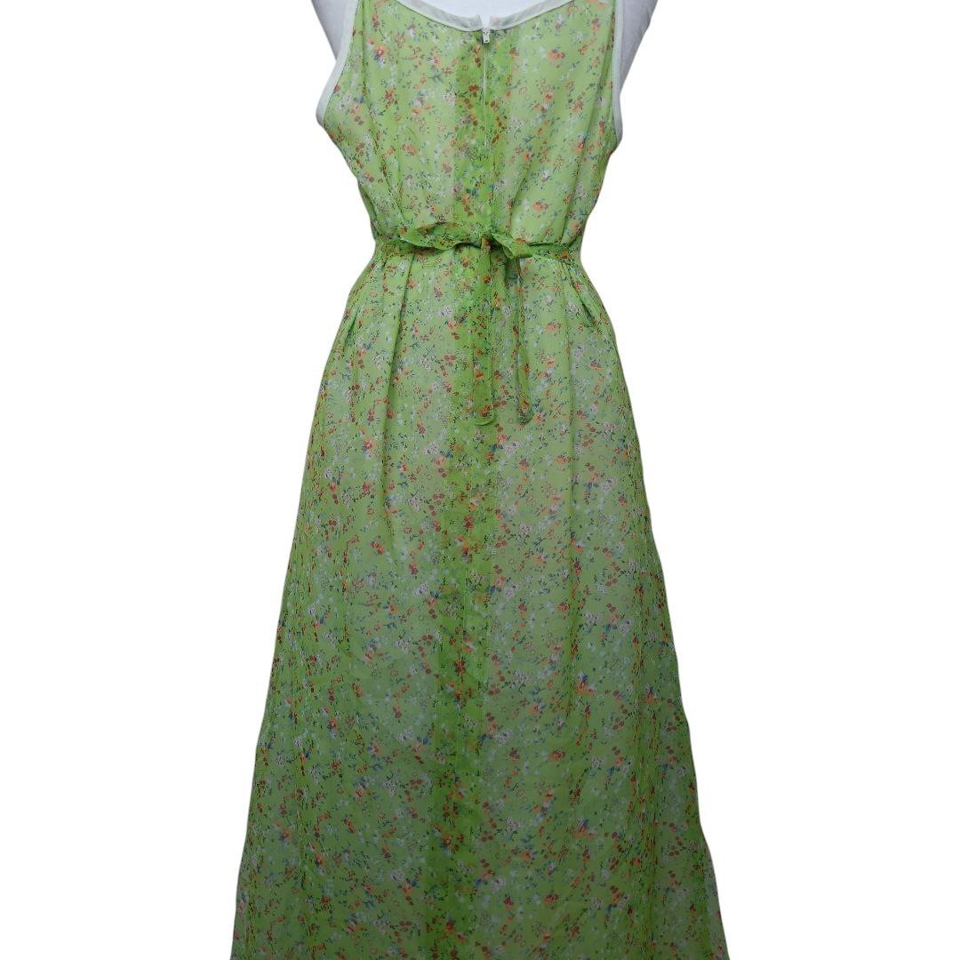 Light Green Floral Spaghetti Strap Dress
