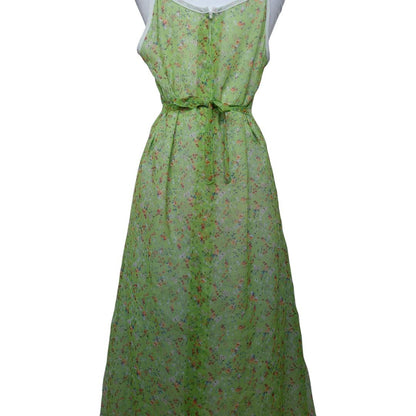 Light Green Floral Spaghetti Strap Dress