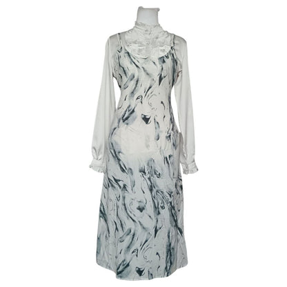 White Marble Print Dress