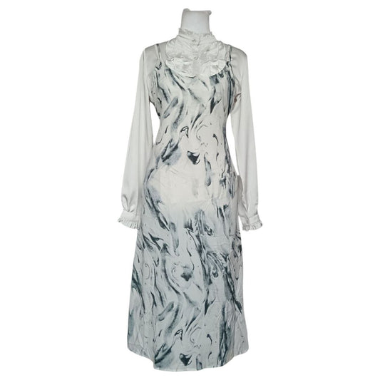 White Marble Print Dress