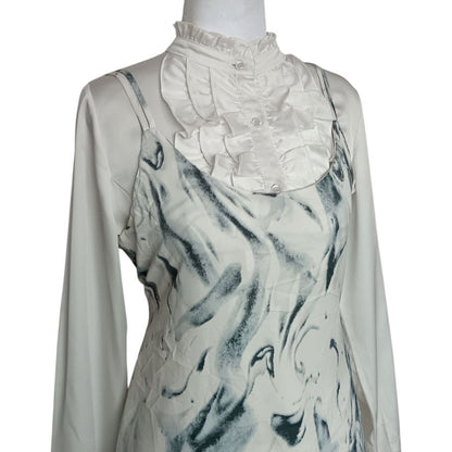 White Marble Print Dress