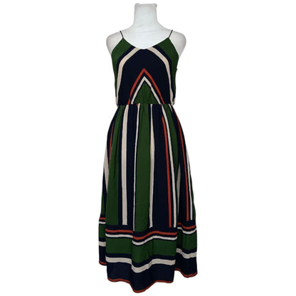 Striped V-Neck Midi Dress