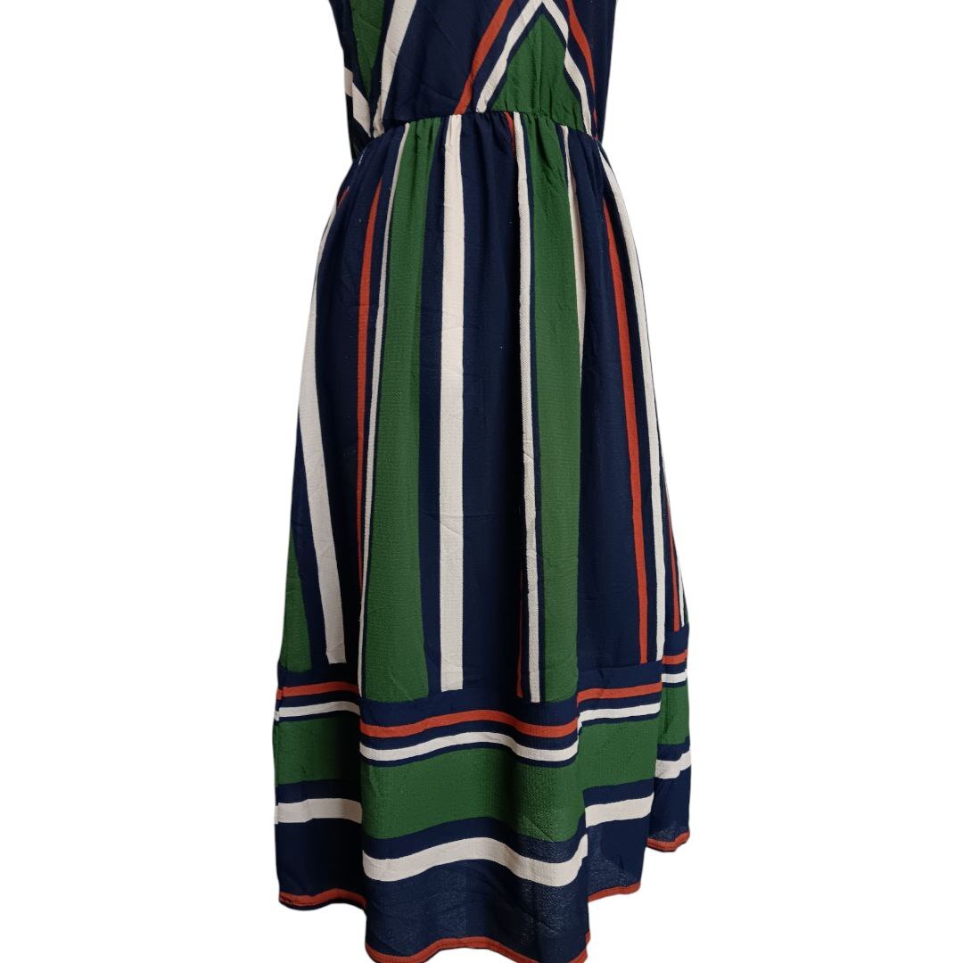 Striped V-Neck Midi Dress