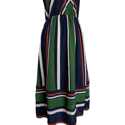 Striped V-Neck Midi Dress