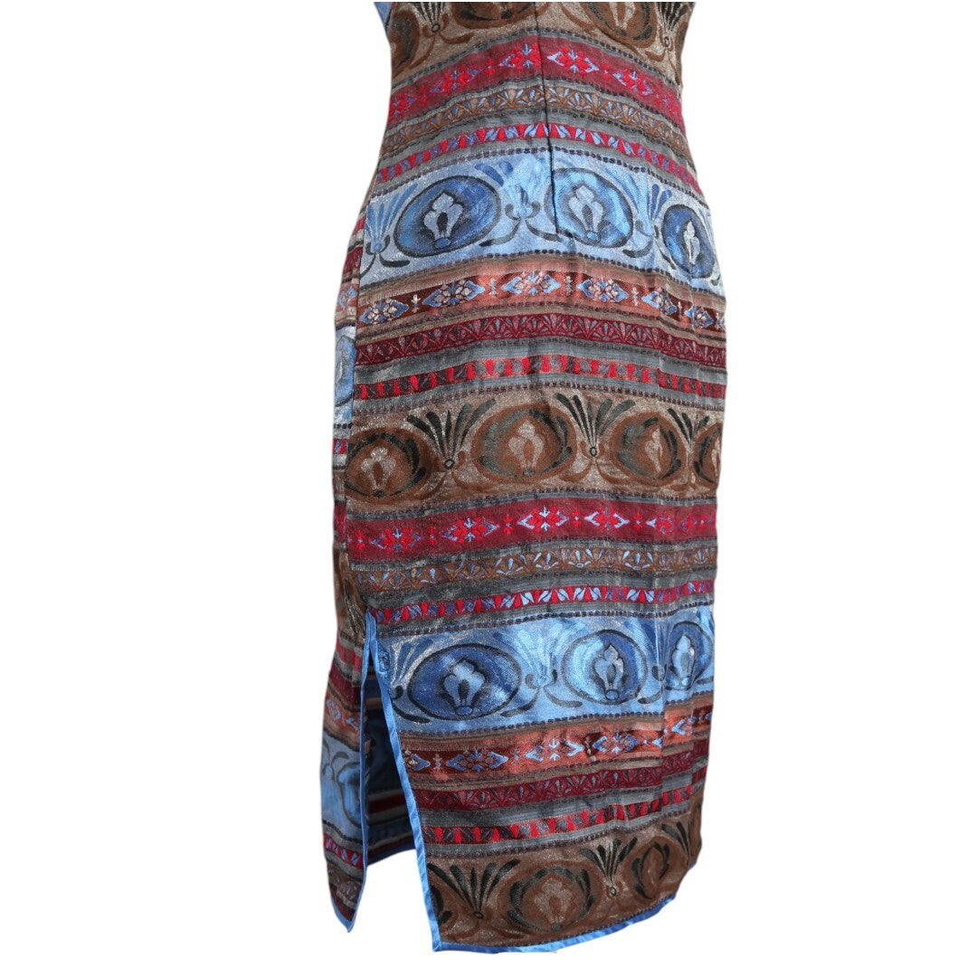 Striped Cheongsam Dress