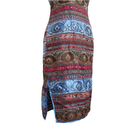 Striped Cheongsam Dress