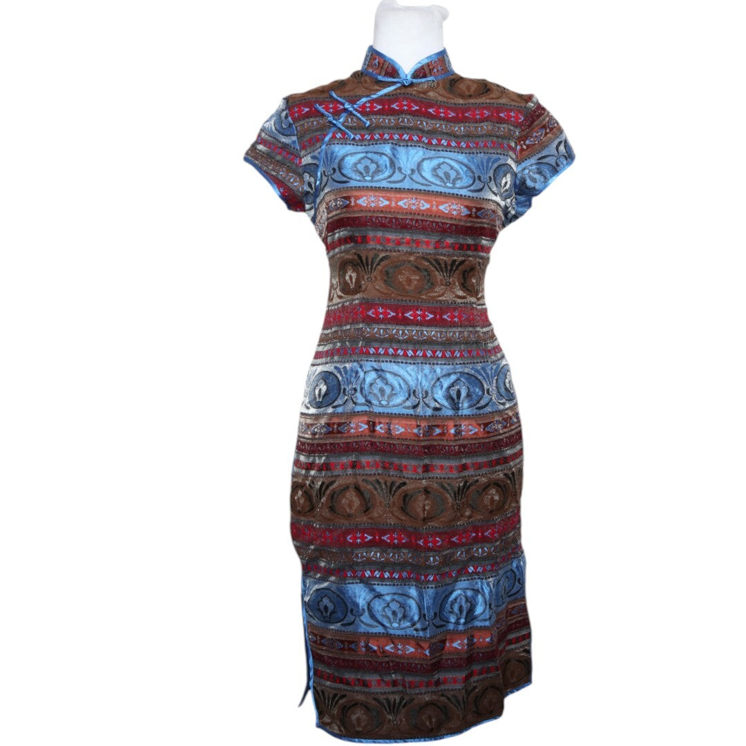 Striped Cheongsam Dress
