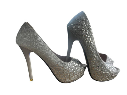 Sparkling Silver Peep-Toes