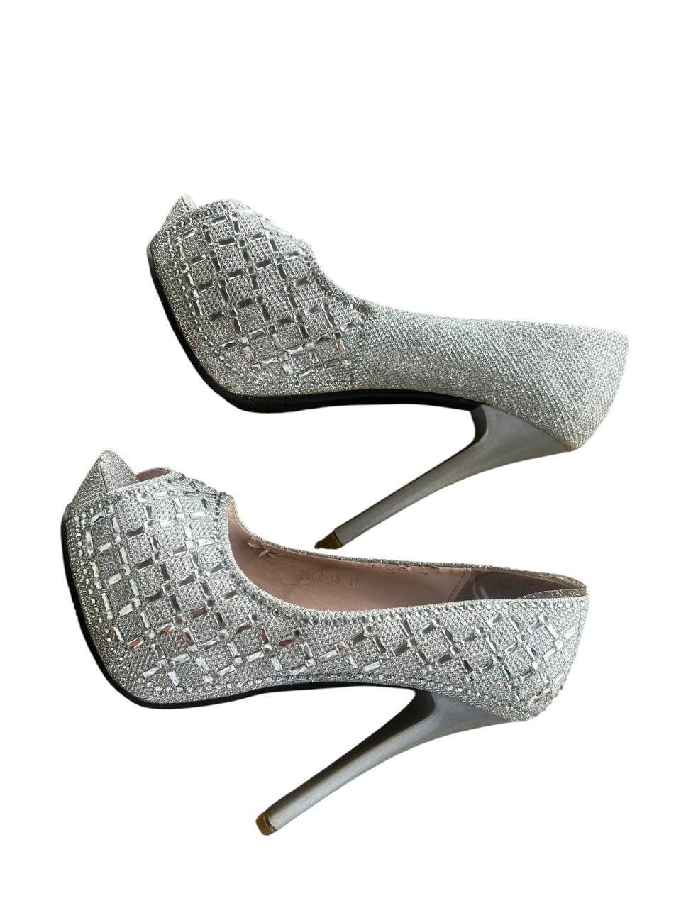 Sparkling Silver Peep-Toes