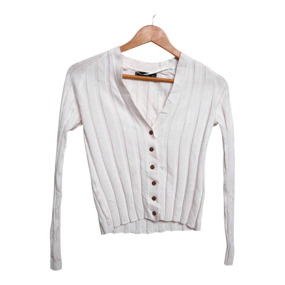 Cream Ribbed Cardigan