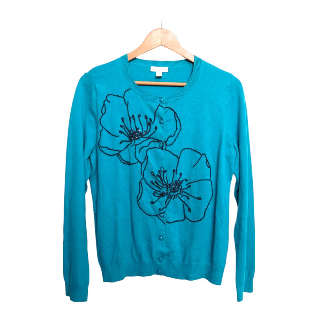 Teal Floral Cardigan