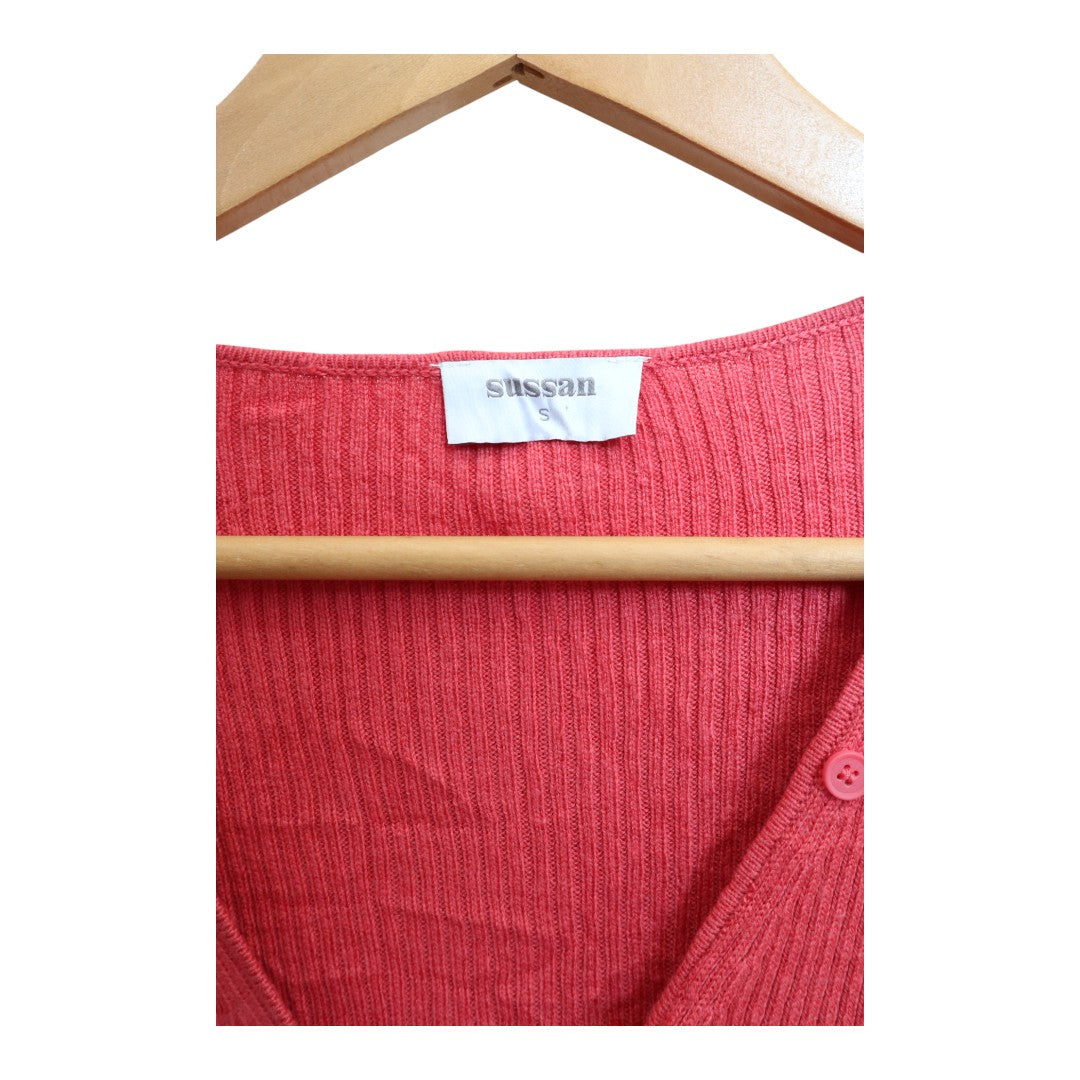 Coral Cotton Cardigan