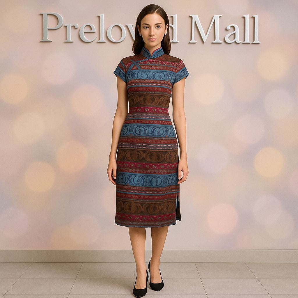 Striped Cheongsam Dress
